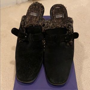 Stuart Weitzman black suede mules
